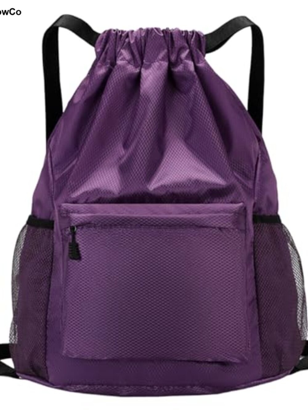 Drawstring Backpack Waterproof Gym Bag Water Bottle Pocket